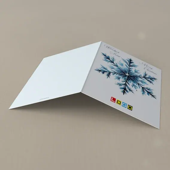 Kartka świąteczna z logo BN1-481 Kryształ śniegu w błękicie, tył