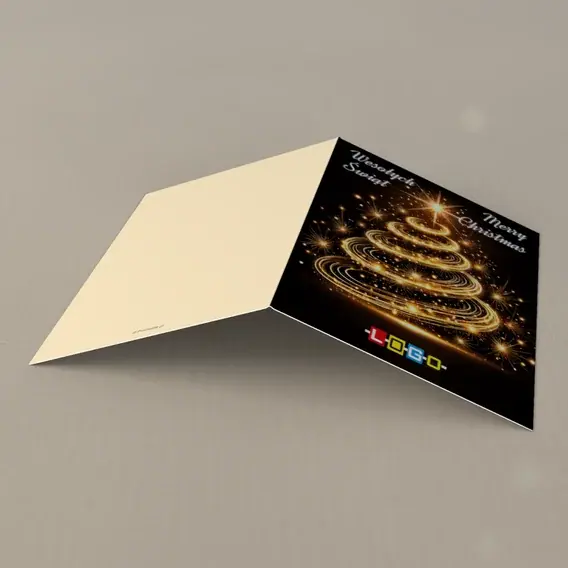 Kartka świąteczna z logo BN1-483 Neonowy wir na czerni, tył