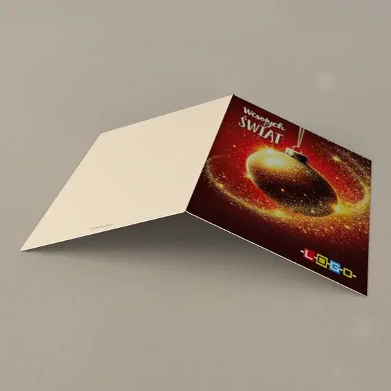 Kartka świąteczna z logo BN1-486 Rubinowa bombka z poświatą, tył
