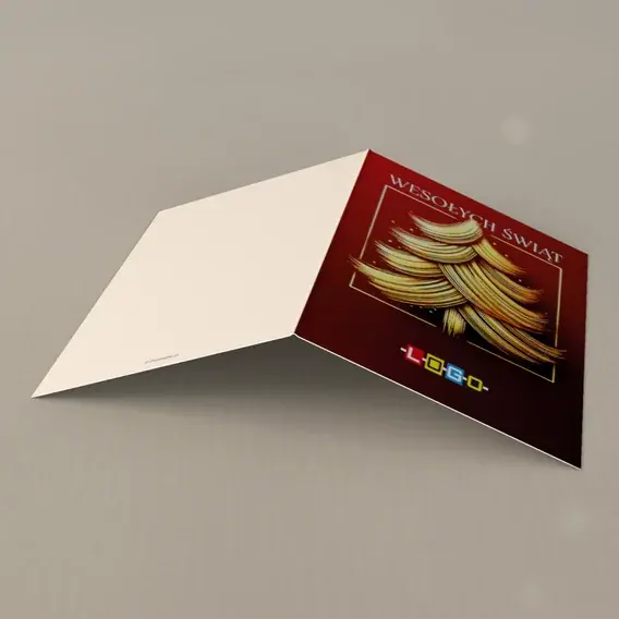 Kartka świąteczna z logo BN1-488 Falująca żółć na czerwonym tle, tył