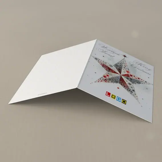 Kartka świąteczna z logo BN1-489 Pięcioramienna gwiazda w szarej mgle, tył