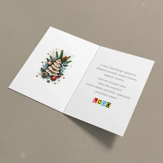 Kartka świąteczna z logo BN1-491 Piernikowe drzewo w lukrze, wnętrze