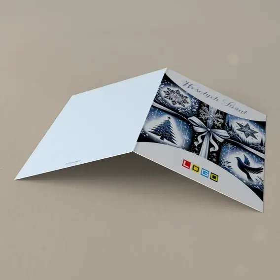 Kartka świąteczna z logo BN1-493 Zimowe symbole w czterech polach, tył