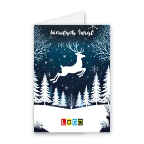 BN1-498 Galop zwierzęcia wśród jasnych świerków · Okładka Kartka świąteczna z logo BN1-498 Galop zwierzęcia wśród jasnych świerków, okładka