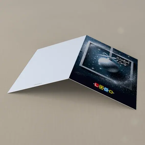 Kartka świąteczna z logo BN1-499 Perłowa kula na wstędze, tył