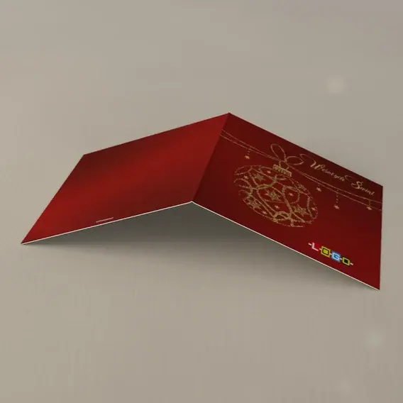 Kartka świąteczna z logo BN2-001 Koronkowa kula na czerwieni, tył