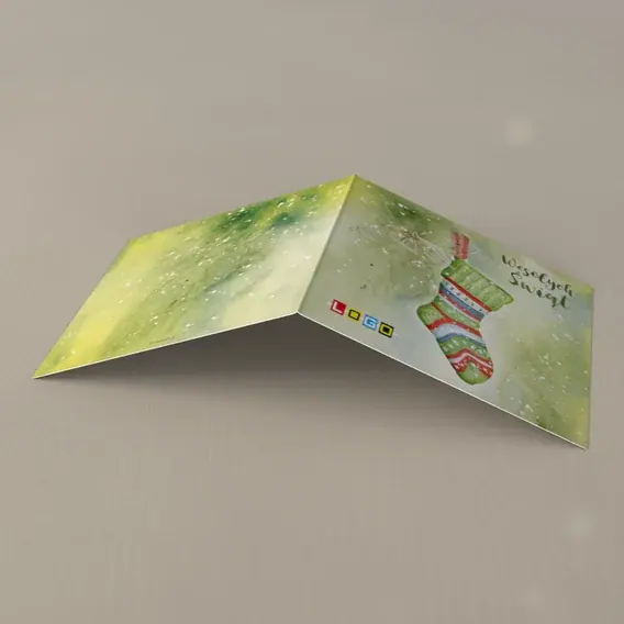 Kartka świąteczna z logo BN2-004 Pasy i kropki na sznurku, tył