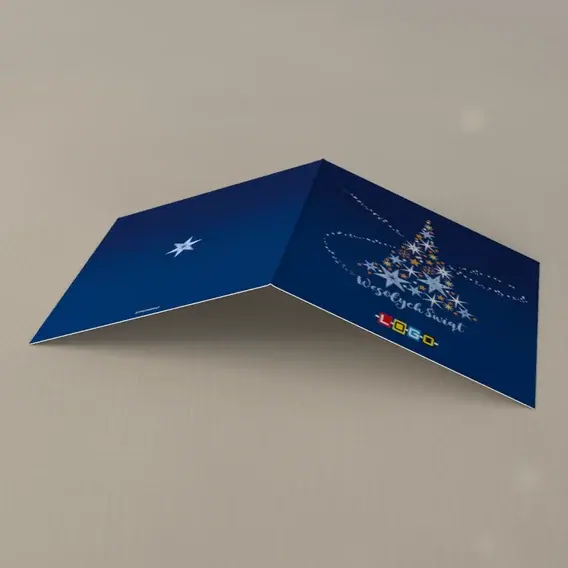 Kartka świąteczna z logo BN2-008 Świerk z drobnych gwiazd, tył