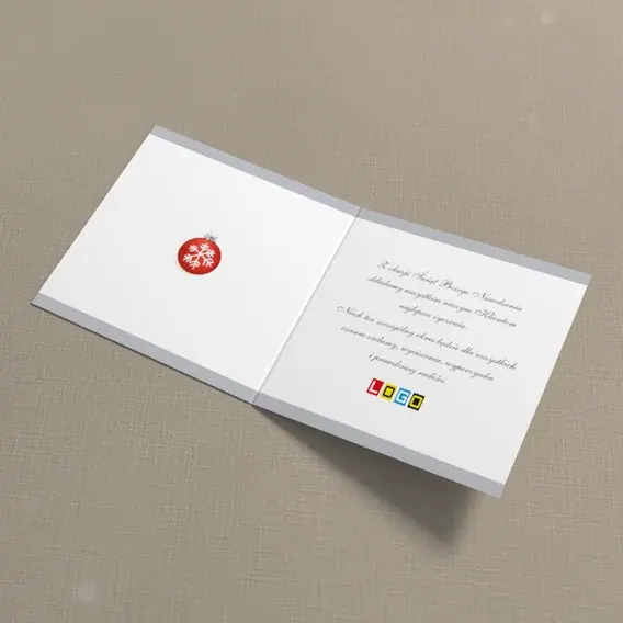 Kartka świąteczna z logo BN2-014 Kokarda na szarej okładce, wnętrze