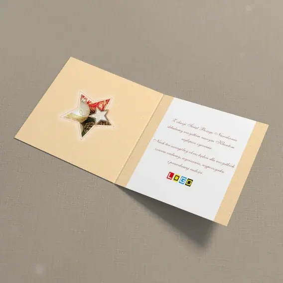 Kartka świąteczna z logo BN2-027 Rubinowy olbrzym z szarą córką, wnętrze