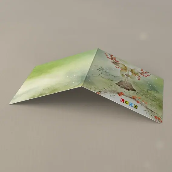 Kartka świąteczna z logo BN2-033 Mglista zieleń z dzwonkiem, tył