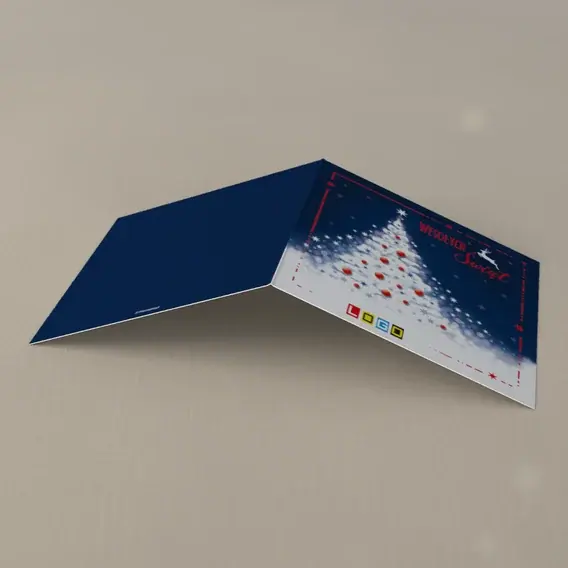Kartka świąteczna z logo BN2-035 Kropkowa jodła i renifer, tył