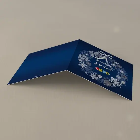 Kartka świąteczna z logo BN2-037 Okrąg z płatków i kokardy, tył