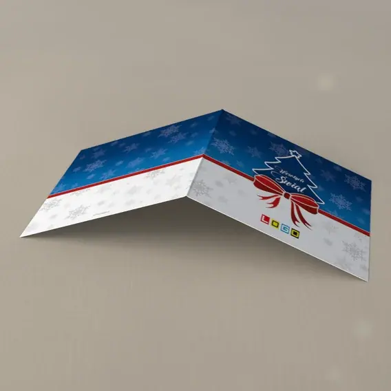 Kartka świąteczna z logo BN2-039 Biała kreska na granacie, tył