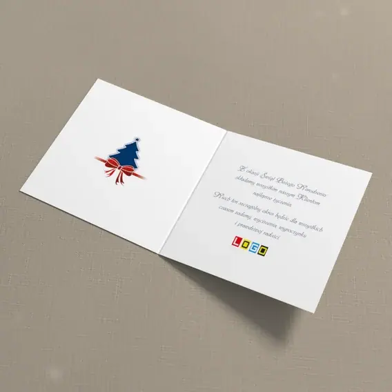 Kartka świąteczna z logo BN2-039 Biała kreska na granacie, wnętrze