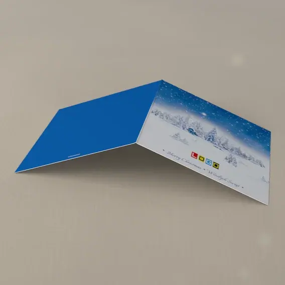 Kartka świąteczna z logo BN2-041 Mroźny bór w lodowym błękicie, tył