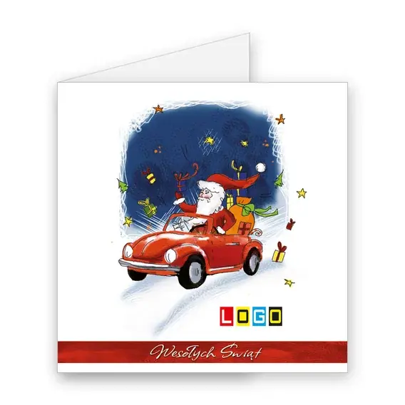 Kartka świąteczna z logo BN2-043 Santa za kółkiem, okładka