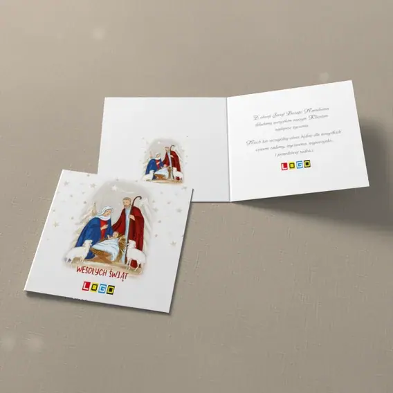 Kartka świąteczna z logo BN2-044 Betlejem z baranami, widok ogólny