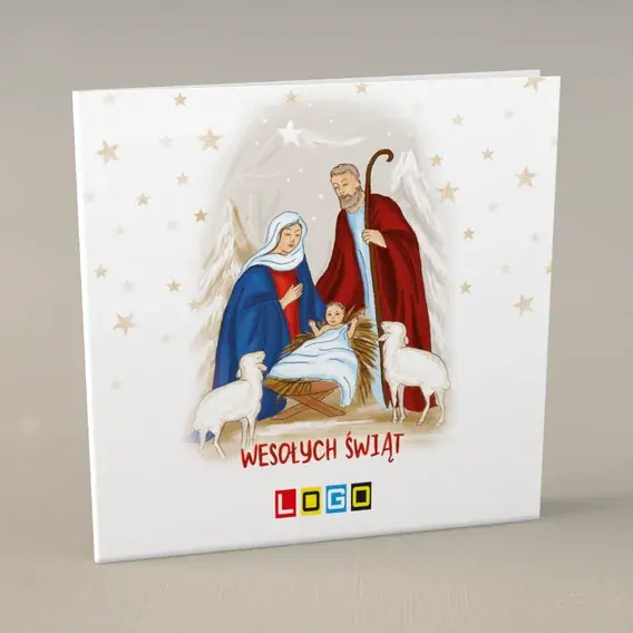 Kartka świąteczna z logo BN2-044 Betlejem z baranami, przód