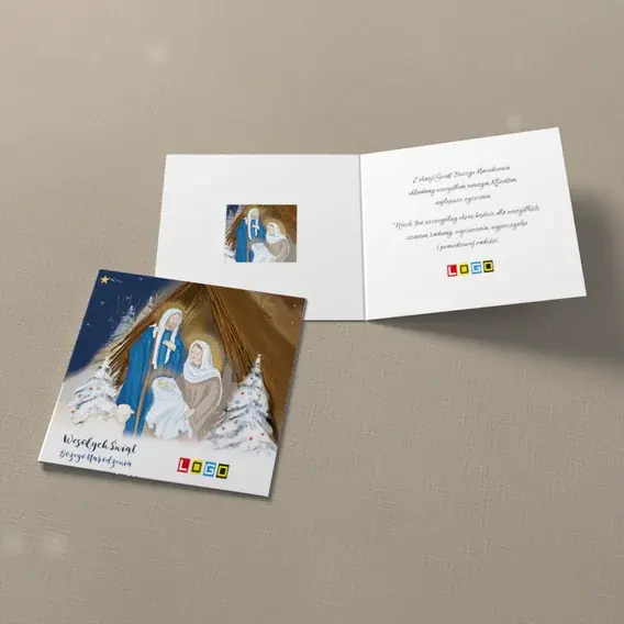 Kartka świąteczna z logo BN2-057 Narodziny w śnieżnym borze, widok ogólny