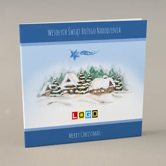 Kartka świąteczna z logo BN2-058 Chata w lodowym blasku, przód