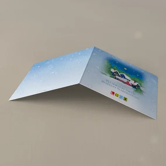 Kartka świąteczna z logo BN2-060 Dachy w zimowej wiosce, tył