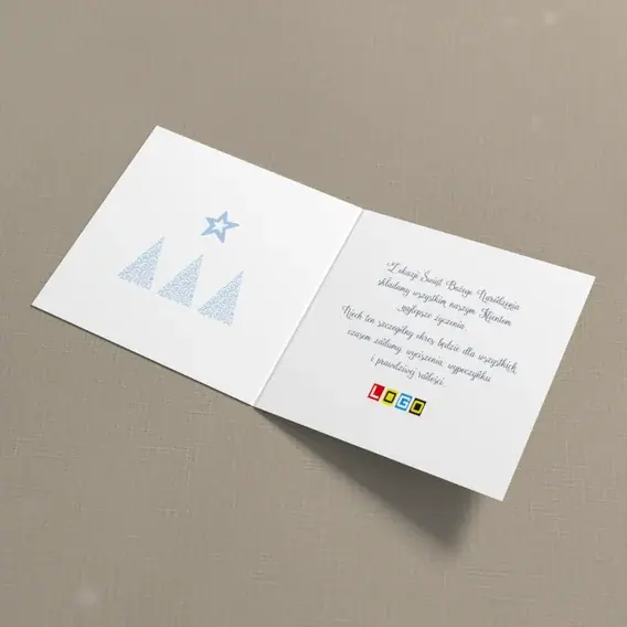 Kartka świąteczna z logo BN2-061 Świerki w ornamentach, wnętrze