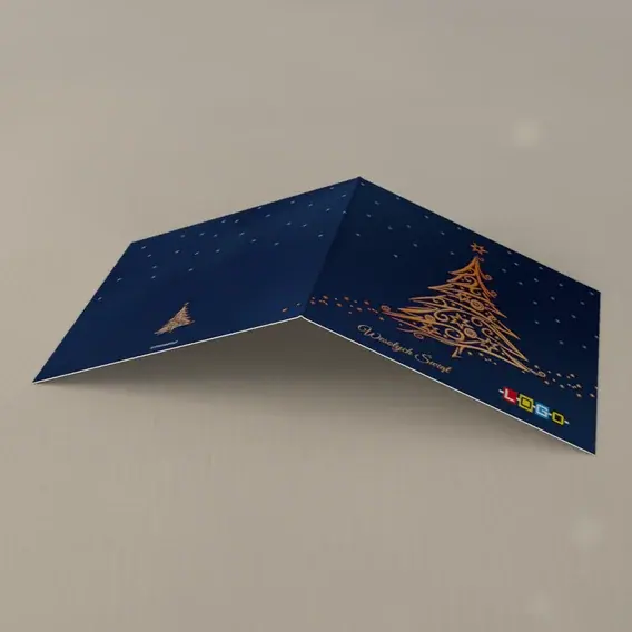 Kartka świąteczna z logo BN2-064 Złote kreski w granatowej nocy, tył