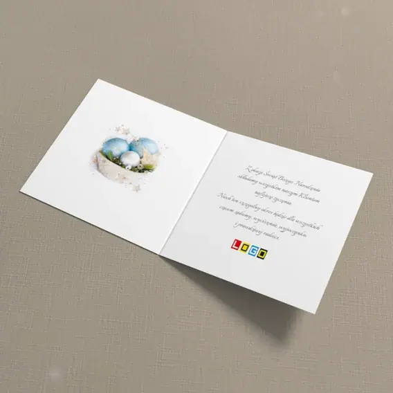 Kartka świąteczna z logo BN2-070 Błękit w ceramicznej misie, wnętrze