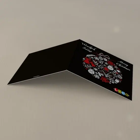 Kartka świąteczna z logo BN2-073 Bombka z dzwoneczków, tył