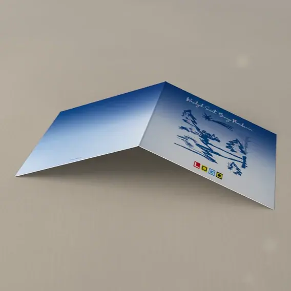 Kartka świąteczna z logo BN2-079 Wzgórza w zmierzchu, tył