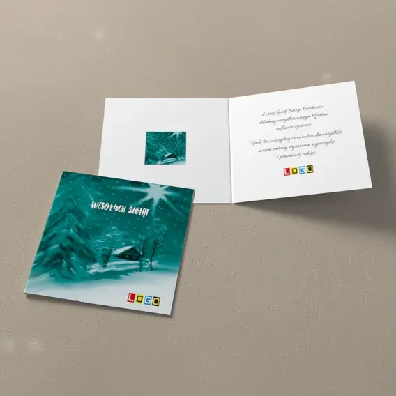 Kartka świąteczna z logo BN2-081 Domek zasypany śniegiem, widok ogólny