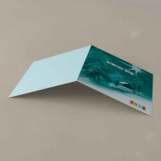 Kartka świąteczna z logo BN2-081 Domek zasypany śniegiem, tył