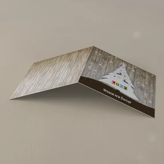 Kartka świąteczna z logo BN2-084 Brązowe pasy i leśne jelenie, tył