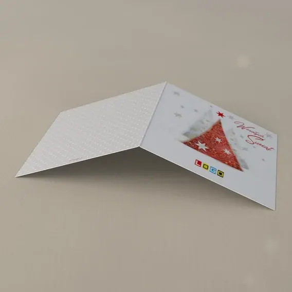 Kartka świąteczna z logo BN2-085 Czerwona piramida z gwiazdką, tył