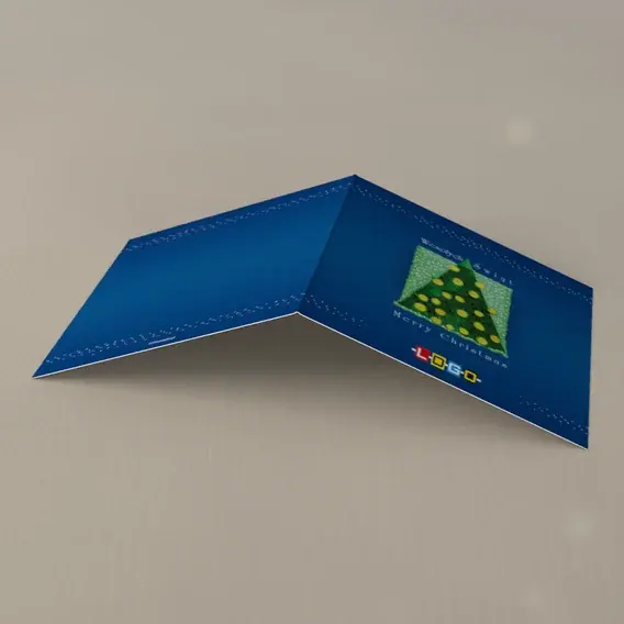 Kartka świąteczna z logo BN2-090 Życzenia w dwóch językach, tył