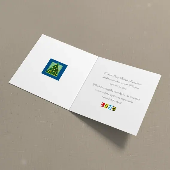 Kartka świąteczna z logo BN2-090 Życzenia w dwóch językach, wnętrze