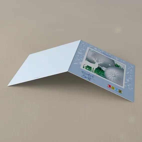 Kartka świąteczna z logo BN2-096 Rogacz z dwiema wielkimi kulami, tył