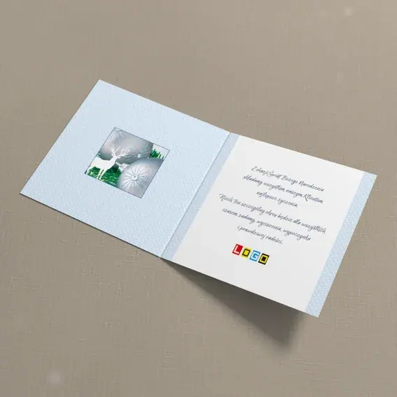 Kartka świąteczna z logo BN2-096 Rogacz z dwiema wielkimi kulami, wnętrze