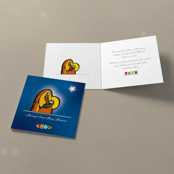 Kartka świąteczna z logo BN2-099 Betlejem w złotawym konturze, widok ogólny