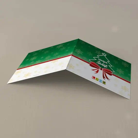 Kartka świąteczna z logo BN2-104 Czerwony pas pod świerkiem, tył