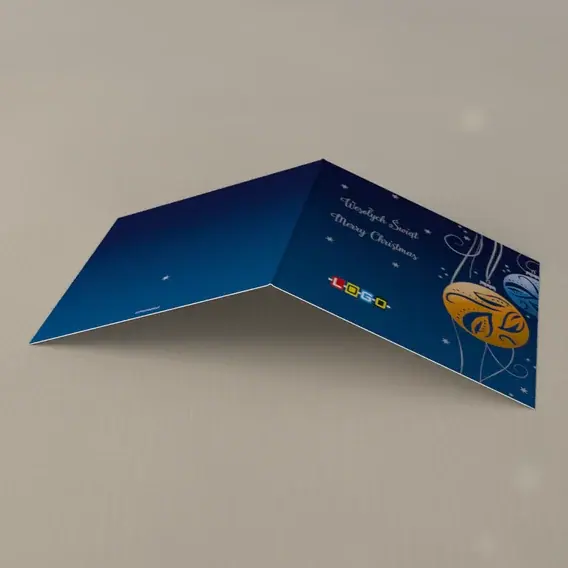 Kartka świąteczna z logo BN2-107 Złota kula na gradiencie, tył