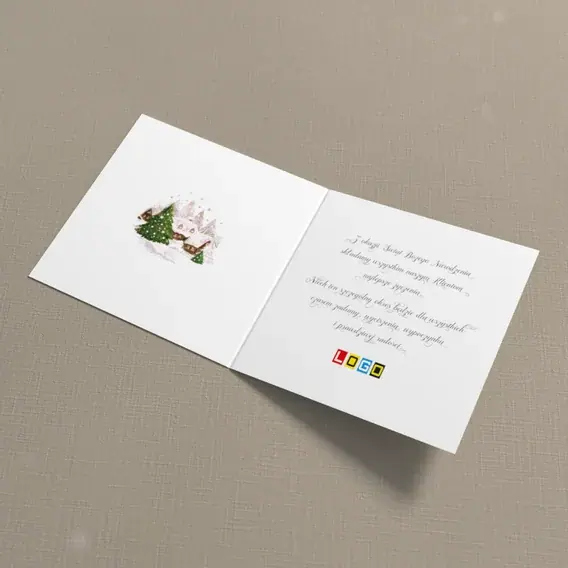Kartka świąteczna z logo BN2-109 Szklana kula z domkiem, wnętrze