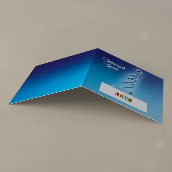 Kartka świąteczna z logo BN2-112 Biały szkic drzewka na niebie, tył