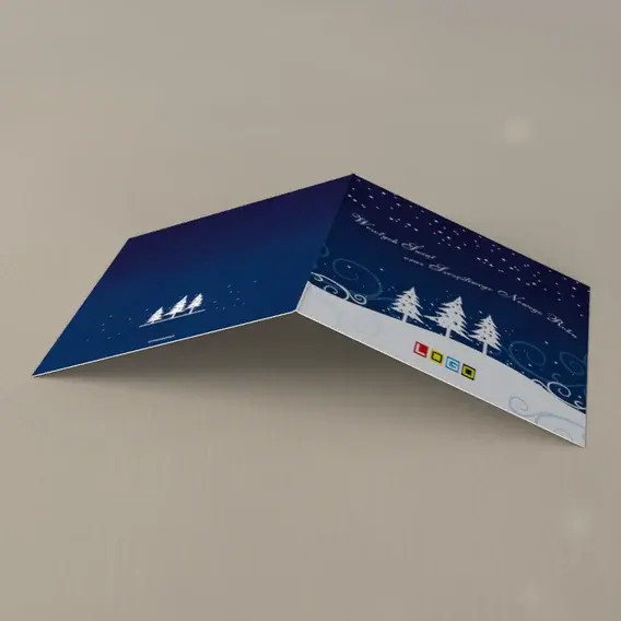 Kartka świąteczna z logo BN2-113 Trzy świerki w nocy, tył