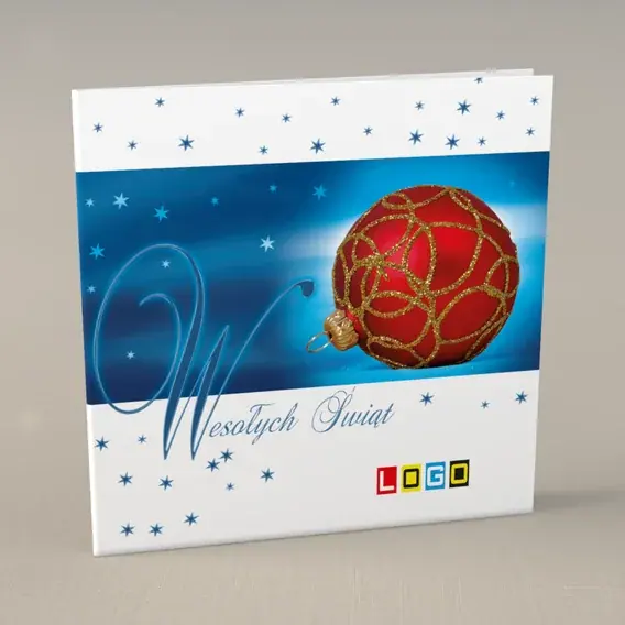 Kartka świąteczna z logo BN2-114 Wzorzysta kula nad kaligrafią, przód