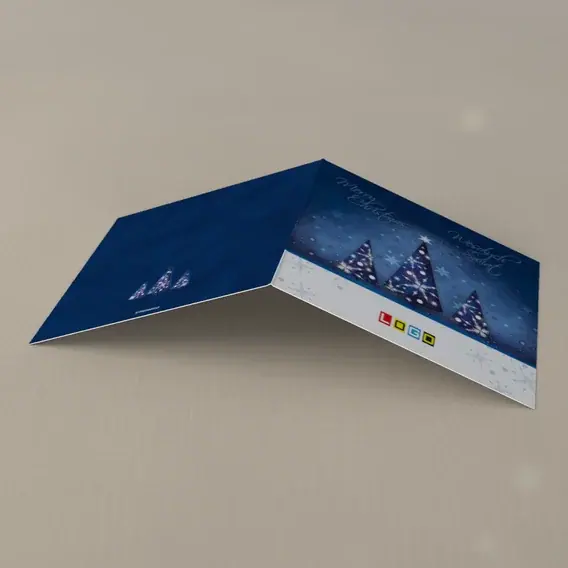 Kartka świąteczna z logo BN2-116 Beż na granatowym firmamencie, tył
