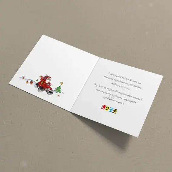 Kartka świąteczna z logo BN2-121 Zaprzęg wśród białych kropek, wnętrze