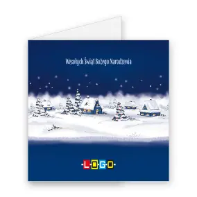 Kartka świąteczna z logo BN2-127 Chaty pod białym puchem, okładka