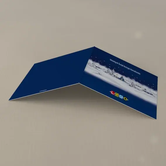 Kartka świąteczna z logo BN2-127 Chaty pod białym puchem, tył